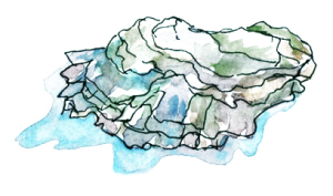 watercolor of an island